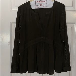 Loft Long sleeve boho style blouse....olive green